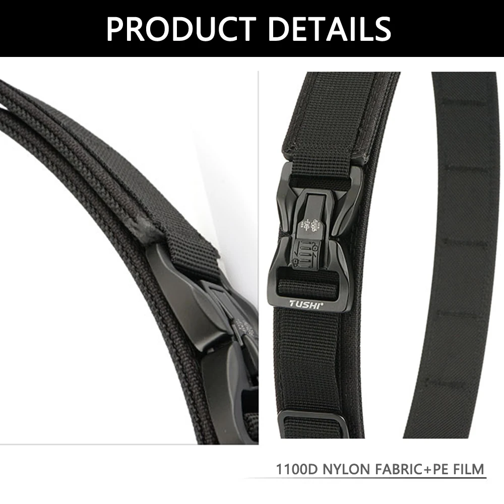 TUSHI Neuer Militärgürtel für Männer, stabiler Nylon-Metall-Automatikschnalle, Polizei-Gürtel, taktischer Outdoor-Gürtel, IPSC-Zubehör – Detail 10