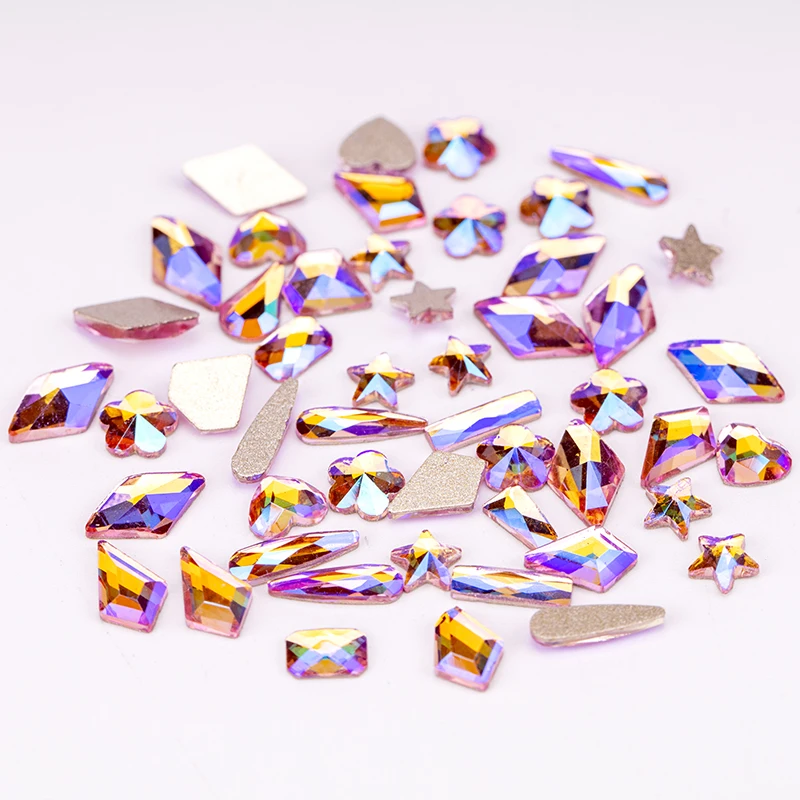 VDD Neueste Gemischte Formen Glas Kristall Strasssteine Flache Rückseite Glitzersteine für Nagelkunst DIY Dekorationen – Detail 36
