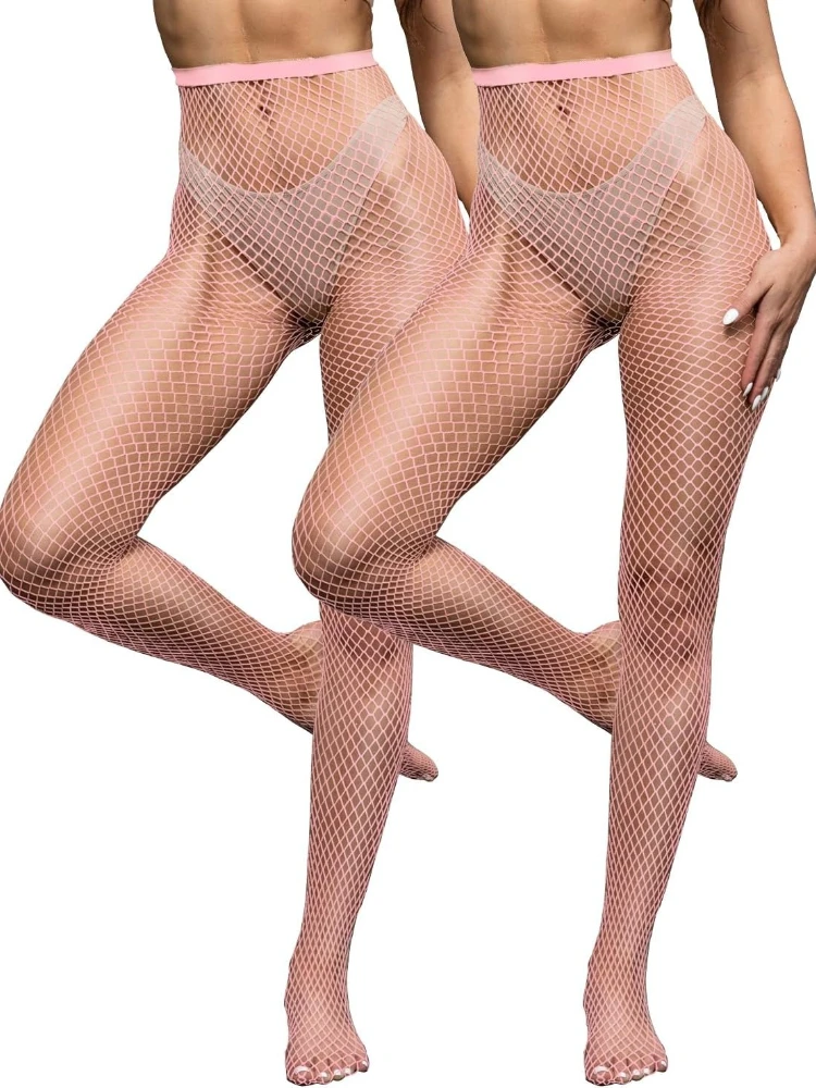 

2 Pairs Black Womens Fishnet Stockings for Women High Waist Fishnet Tights