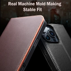 QIALINO Genuine Leather Flip Case for iPhone 16 Plus Handmade Fashion Cover with Card Slots for iPhone 16 15 14 13 Pro Max 15Pro