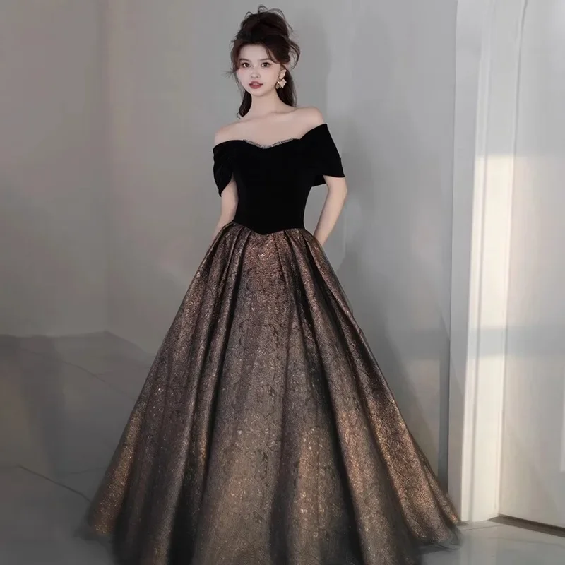 One Shoulder High End Evening Dress 2026 New Niche Temperament Banquet Dress for Host Vocal Art Exam Custom Party Gown