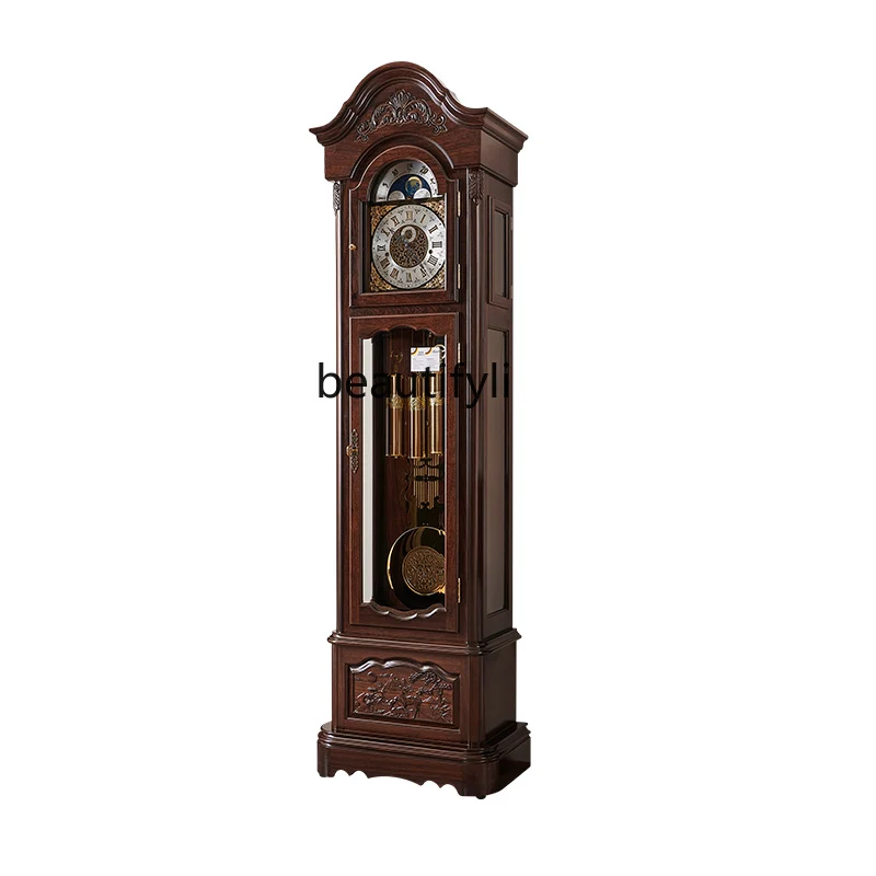 Original European Style Mechanical Floor Clock Living Room Chinese Retro Large Clock New Chinese Style Pendulum Clock