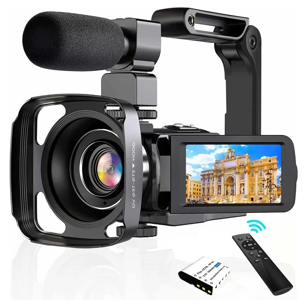 270 °   Fotocamera digitale girevole ad alta definizione Fotocamera digitale 4K 56MP Touch screen IPS da 3,0 pollici Wifi con microfono registratore