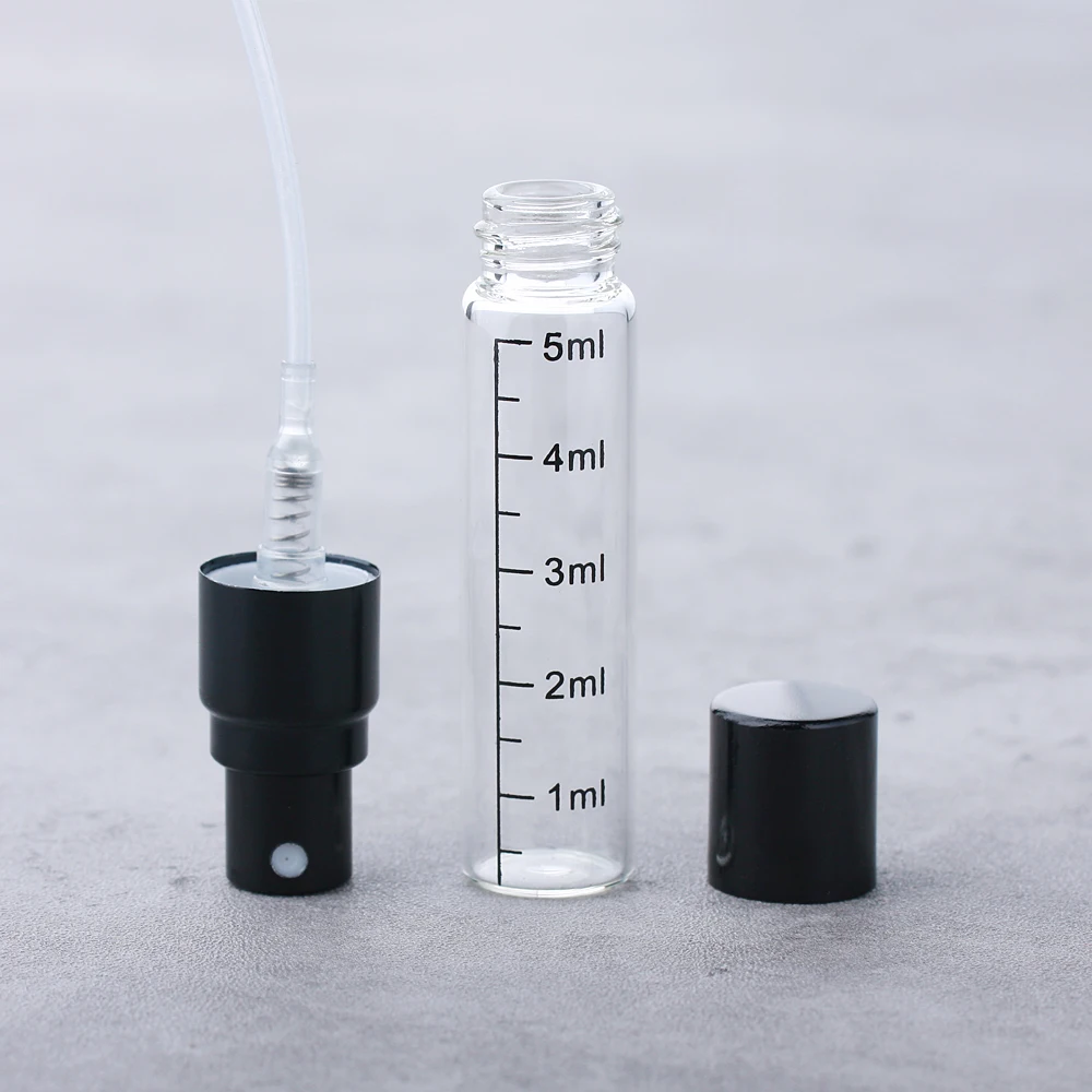 5ml 50/100Pcs Nachfüllbare Mini Parfüm Spray Flasche Mit Skala Aluminium Spray Zerstäuber Tragbare Reise Kosmetische Container