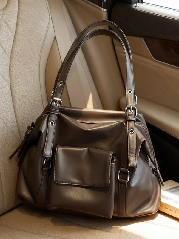 

Женская сумка Ele ort Trip, большая вместительная сумка с мягкой поверхностью, портативная сумка-тоут, винтажная дорожная сумка для хранения вещей для женщин