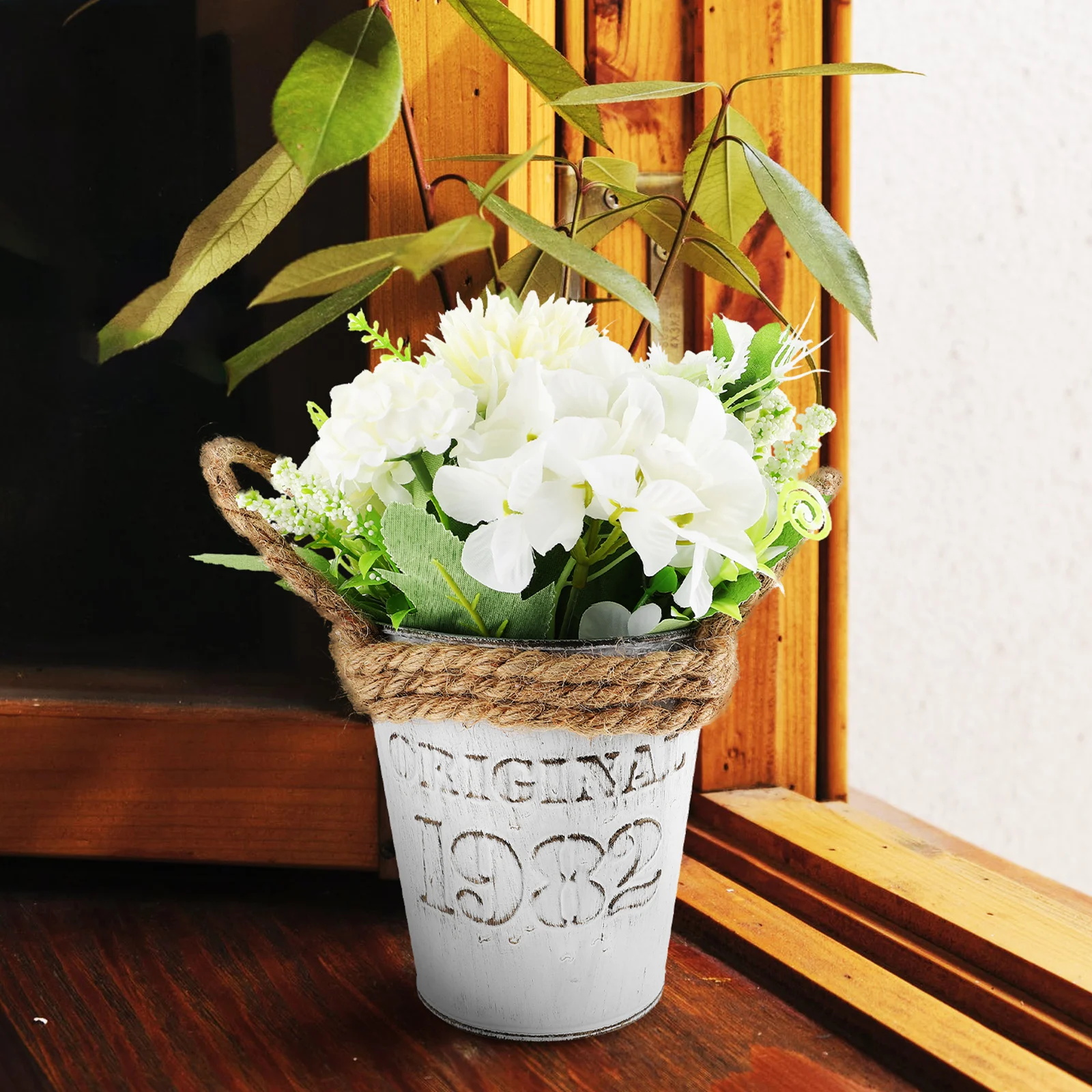 

Potted Hydrangea Decor Realistic Beautiful Flowers Room Elegant Table Home Office Shop Wedding Spring Plastic Fall Outdoor