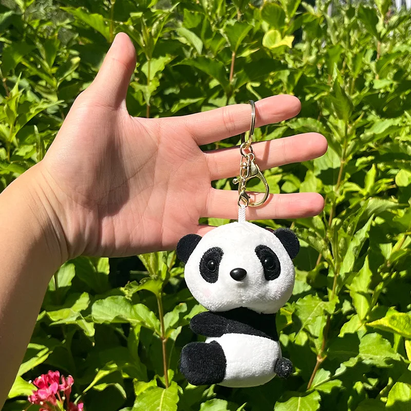 New creative cute panda cotton doll bag pendant sideways panda doll key chain