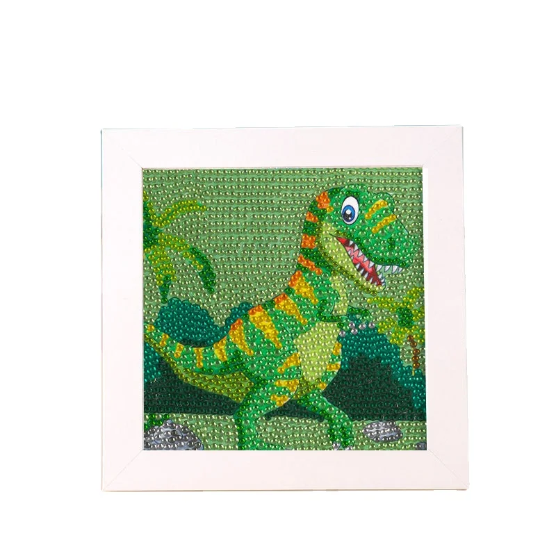 Dinosaur Diamond Painting Kit For Kids Full Drill Painting By Number Kits Wooden Frame Diamond Painting For Kids