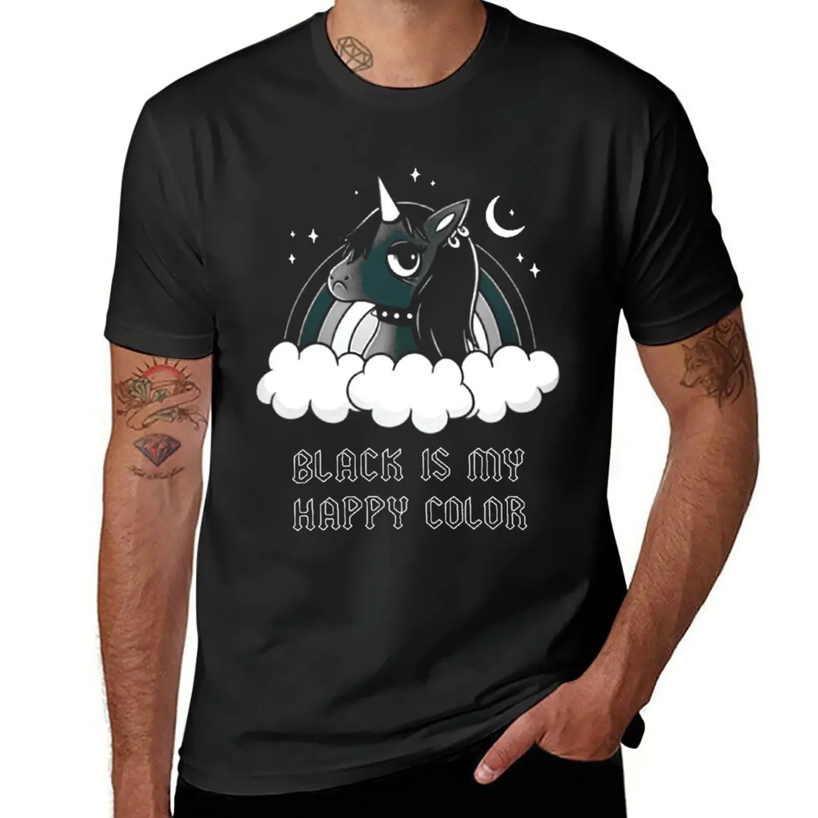 Unicorn Black Is My Happy Color T-Shirt Blouse heavyweights men t shirts