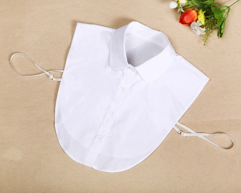 Women Cotton Fake Collar Adjustable Solid Color Detachable Half-Shirt Blouse Tops Clothes Accessories