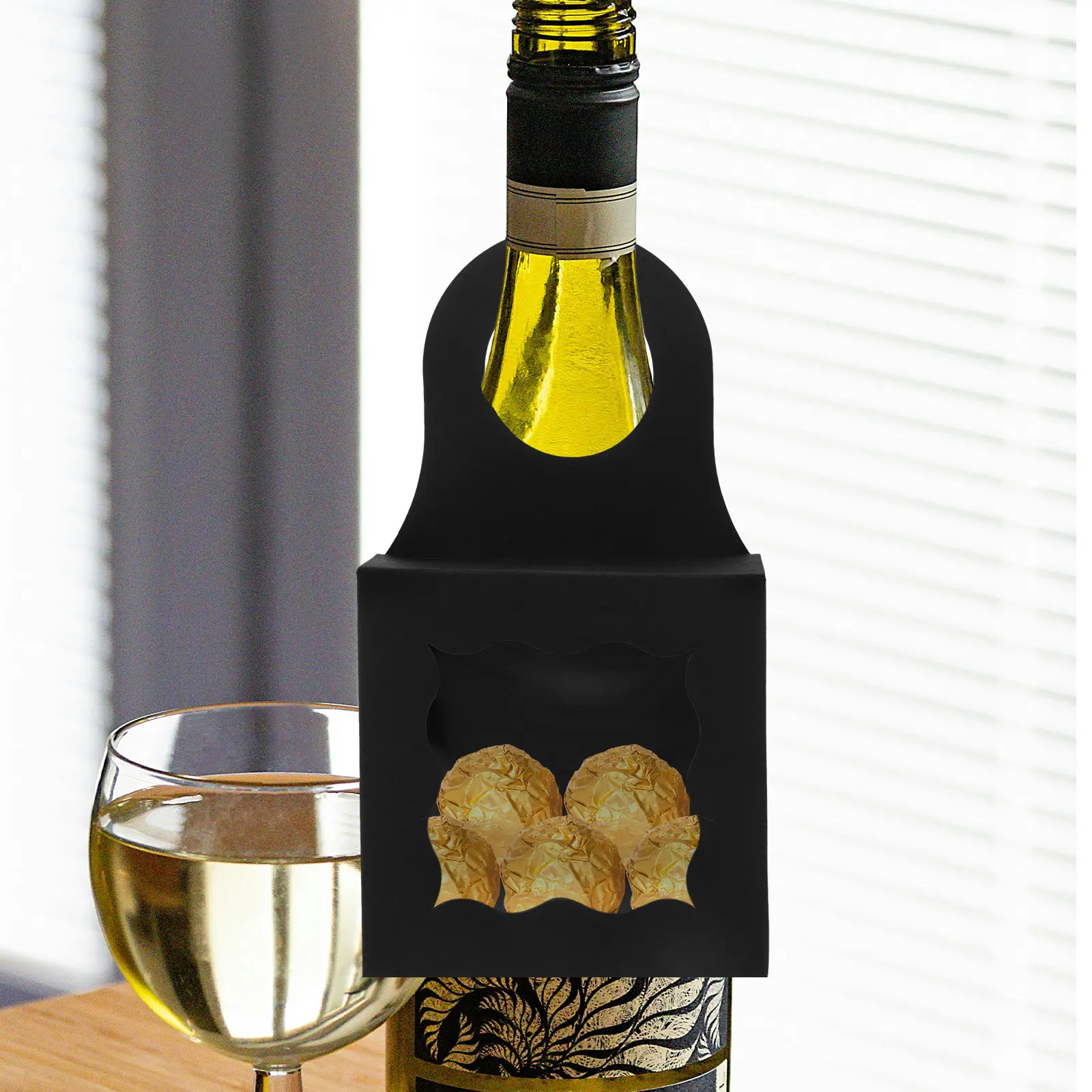 

Набор из 25 подарочных коробок для винных бутылок с окном, подвесные бумажные коробки для хранения, декоративные подарочные коробки с окошком