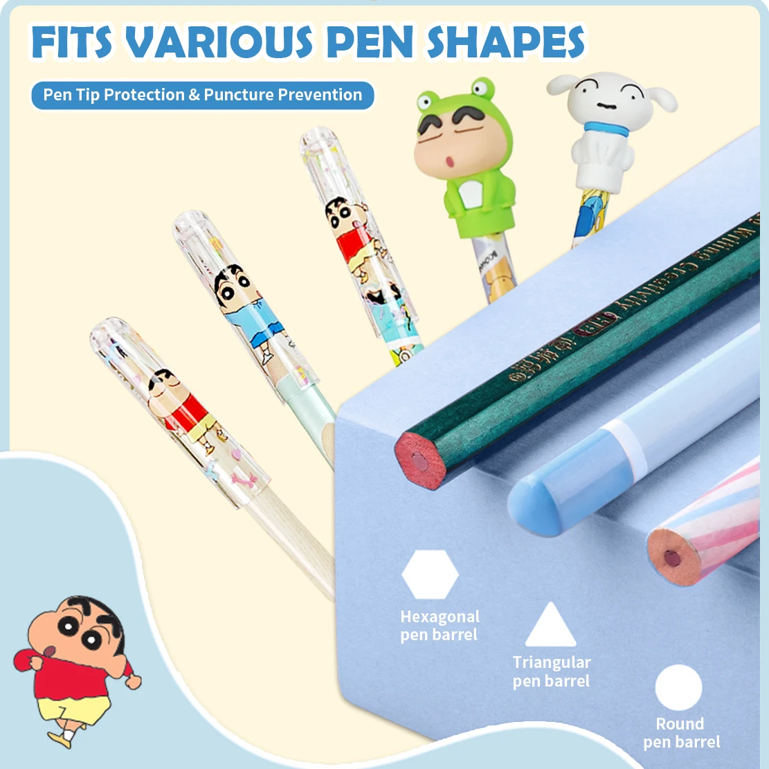 Pencil Cap Crayon Shin-Chan 3D Shape Shockproof and Dirt Proof Creative Student Stationery Supplies Anime Merchandise Gift