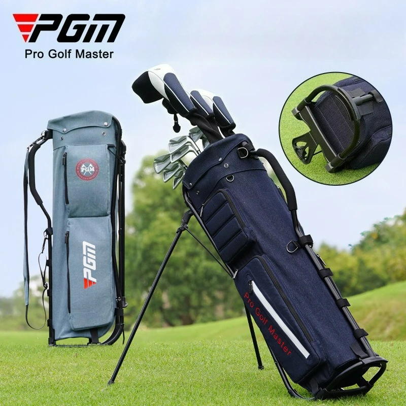 

PGM Golf Bag Men's and Women's Stand Bag Lightweight 4-port Denim Portable Golf Club Bag QB178