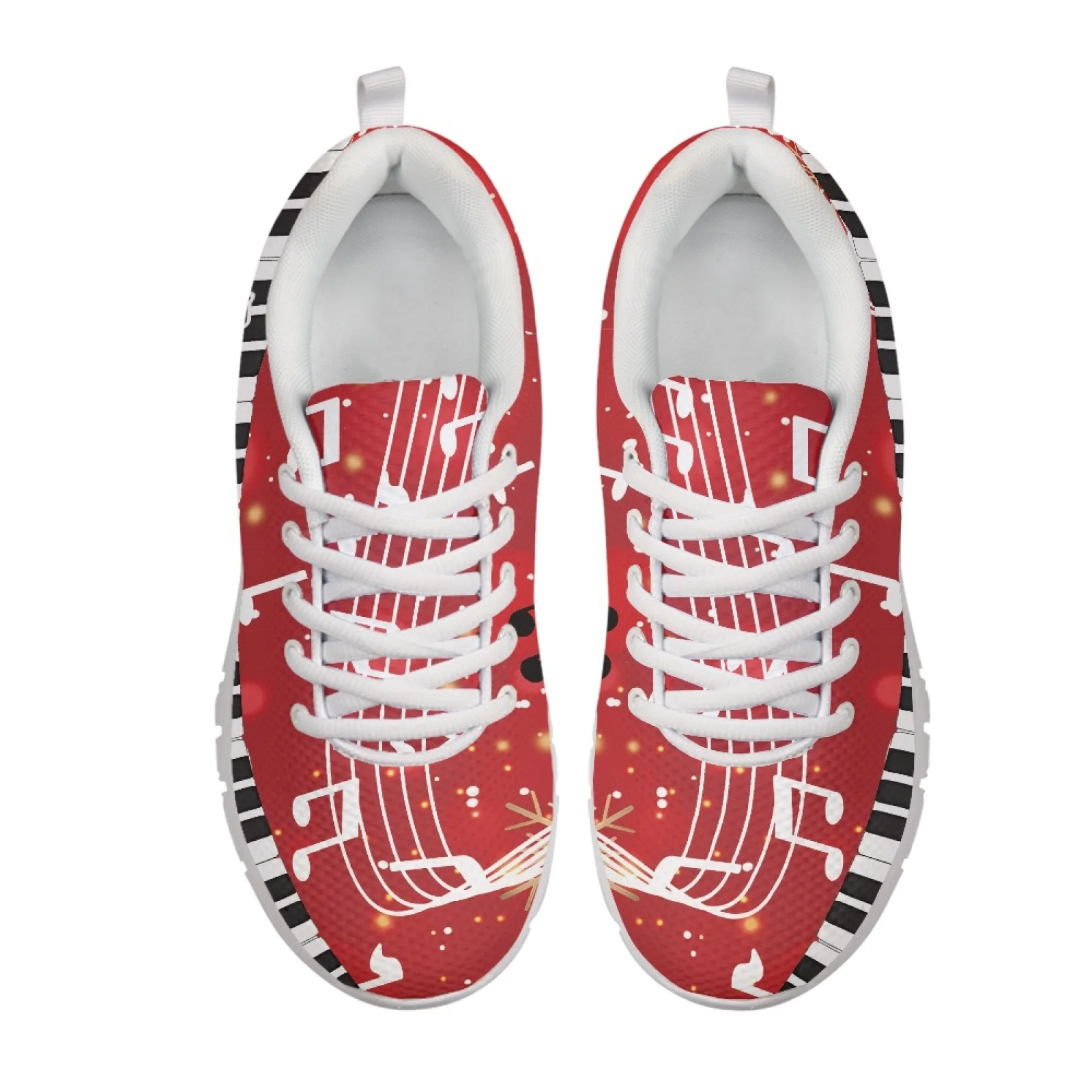 Coloranimal Red Musical Motif Lightweight Running Sneakers for Men Mesh & EVA Sole Running Shoes New Design