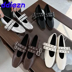 Dames Schoenen Ondiep Dames Ballet Flats Schoenen Mode Gesp Riem Rond Neus Luxe Vrouwen Flats Mary Janes Schoenen