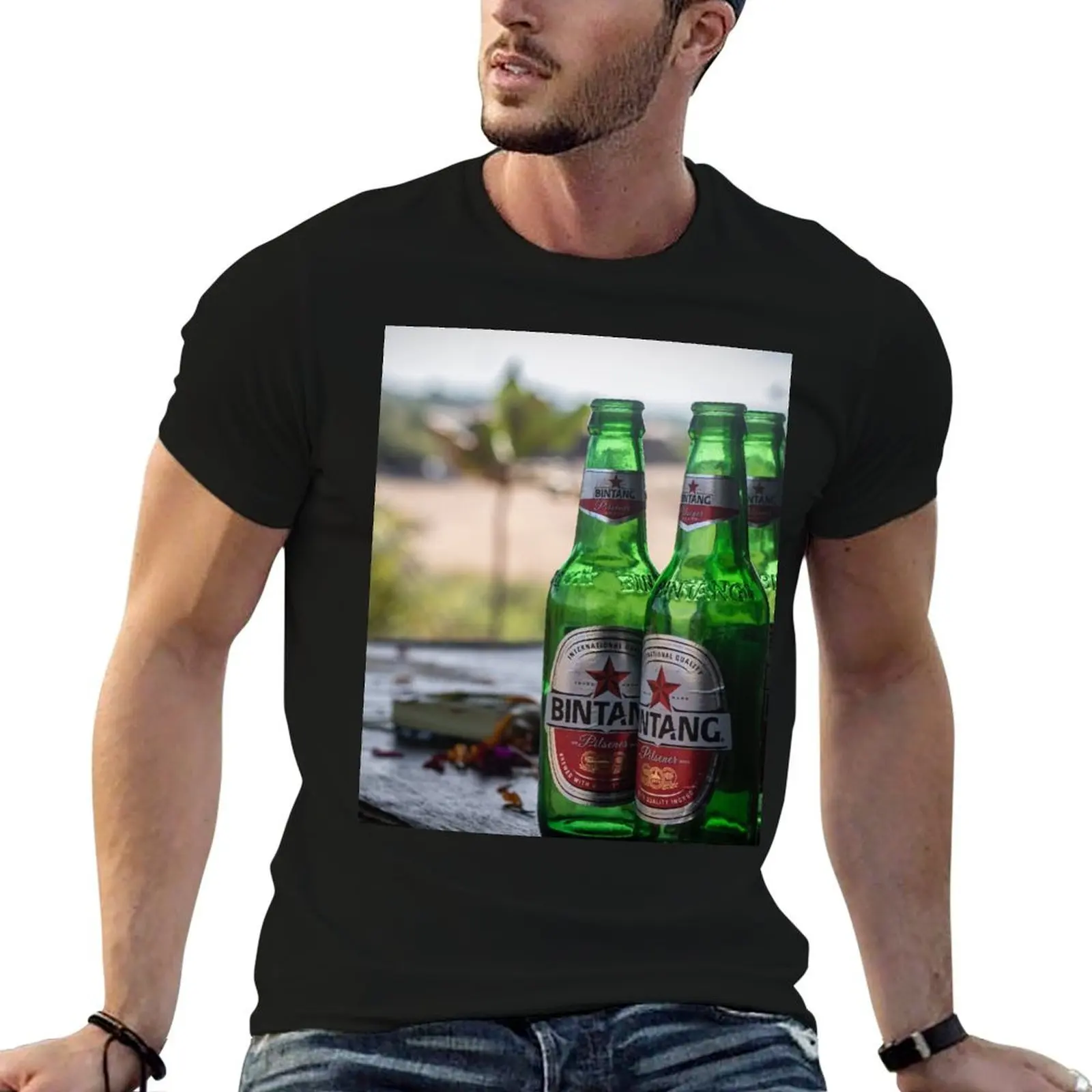 Camiseta de cerveza Bintang de Bali Indonesia, camisetas de manga corta, camisetas gráficas de anime para hombre, hip hop