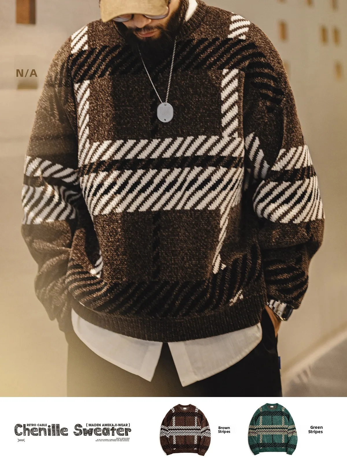 

Maden Thiened Cisas Couple Knitted Sweater Men's Autumn Winter Warm Base Layer Fce Pullover Casual Abstract Pattern ...