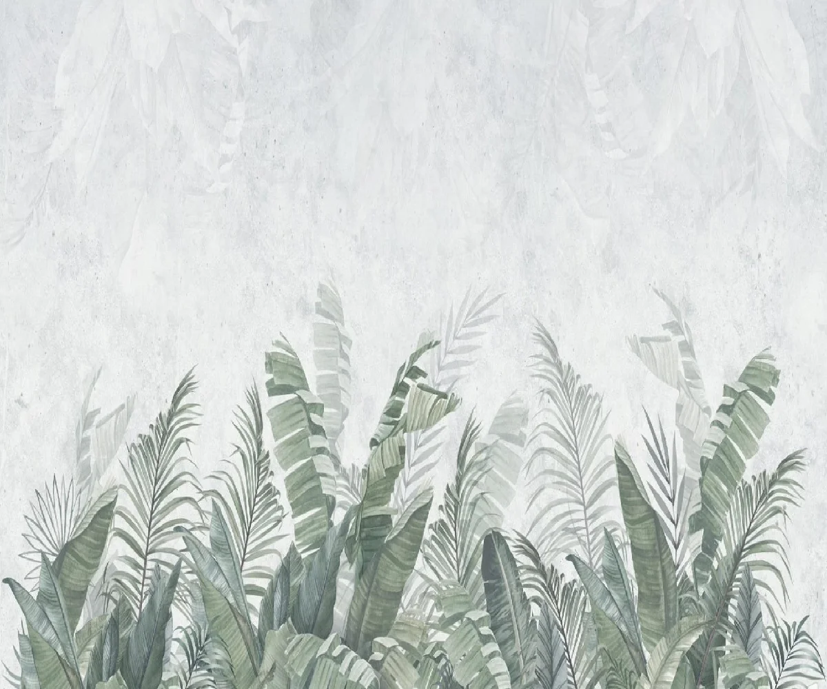 Customized 3d wallpaper home decoration Nordic light luxury rainforest plant leaf decoration painting home decoration 3D leaves