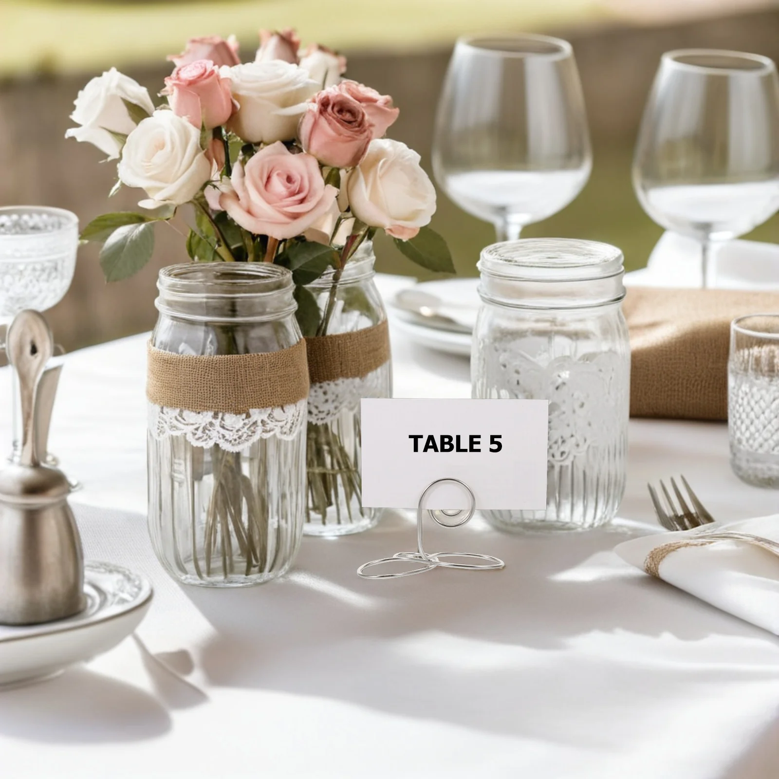 

10Pcs Lotus Flower Card Holder Metal Floral Place Card Stands for Wedding Table Number Business Cards Memo Office Desk Display