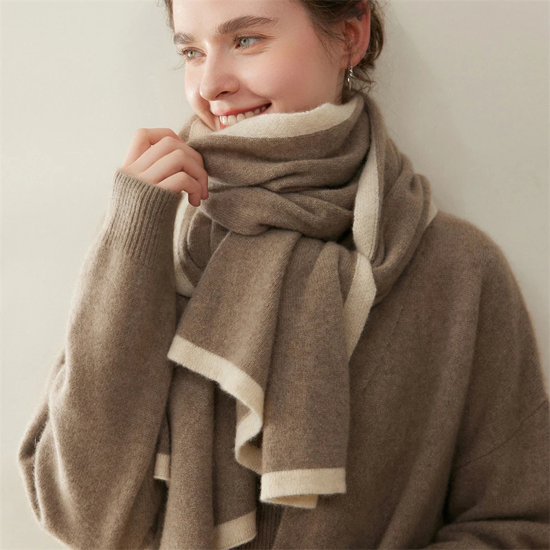 

100% cashmere scarf size 180 * 50 for women's autumn and winter outdoor wear, warm knit cashmere scarf shawl