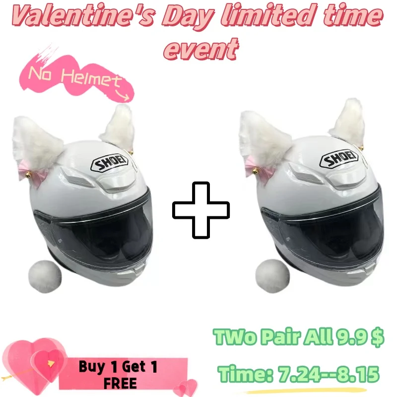 

Valentine's Day Welfare Helmet Cat Ears Buy One Get One Free Same Style Cat Ears Super Suitable Helmet Decorations For Couples