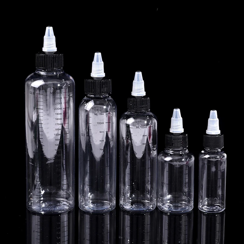 30ml-250ml Clear PET Plastic Dropper Bottles Refillable Pigment Ink Liquid Storage Dispensing Containers for Art Tattoo