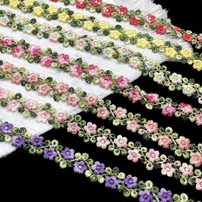 

1/3/5 Yards Embroidered Flower Lace Trim Wedding Dress Ribbons Fabric Trim DIY Craft Water soluble Sewing Clothes Accessories