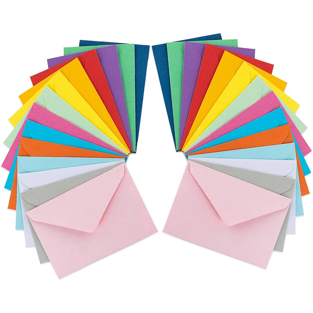 

50pcs Colorful Small Envelopes Solid Color Card Holder Mini Letter Container Paper Supplies Desk Storage Random Colors