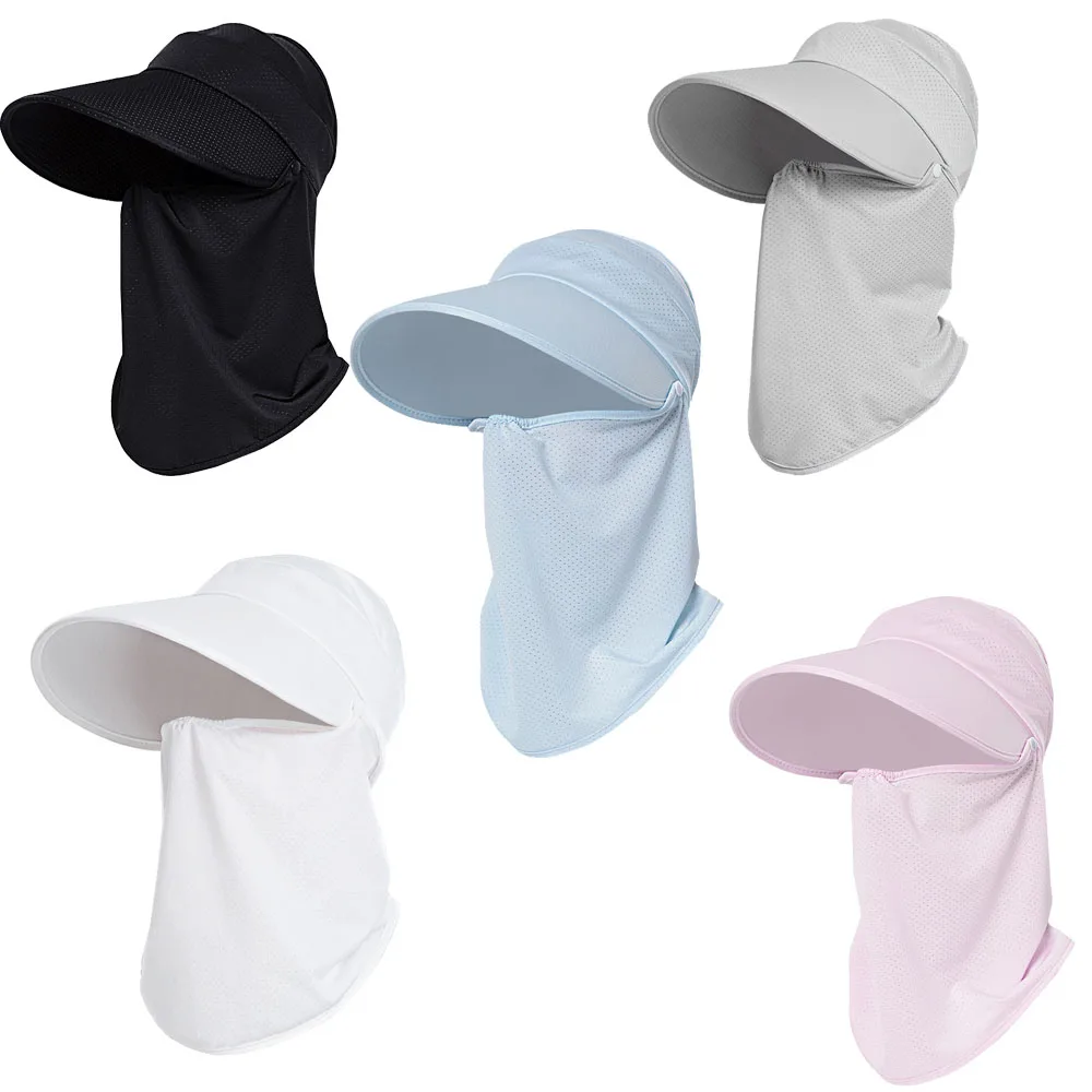 Ponytail Sun Hat With Ice Silk Cooling Effect For Women Summer Cycling Face Mask Outdoor Sun Protection Hat