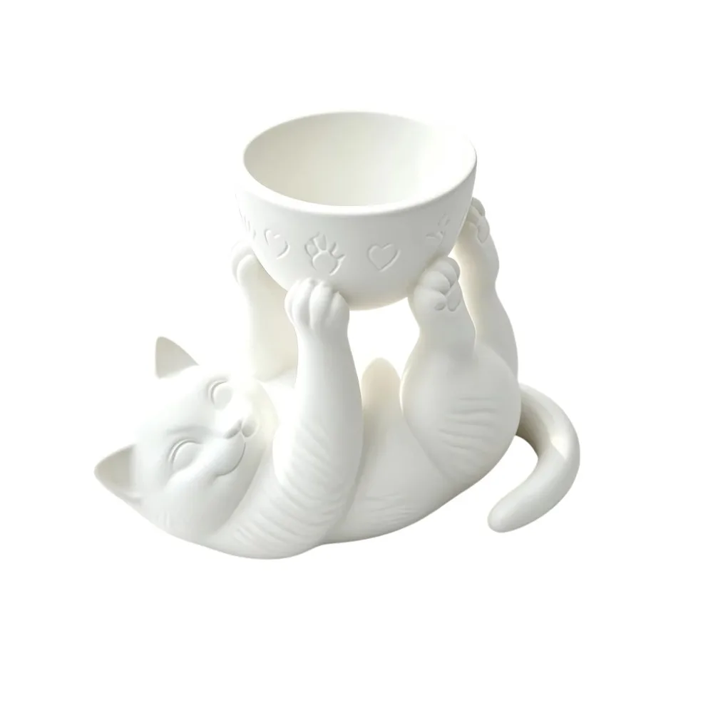 Aesthetic 3D Printed Reclining Cat Planter Plastic Irregular Shape Cat Plant Pot Lightweight Creative Kitten Planter Office