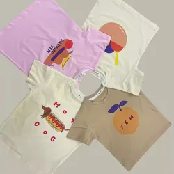 2024 Summer Kids Short Sleeve T-shirt Cartoon Letter Boys Girls Unisex O-Neck Tees Children Fashion Tops