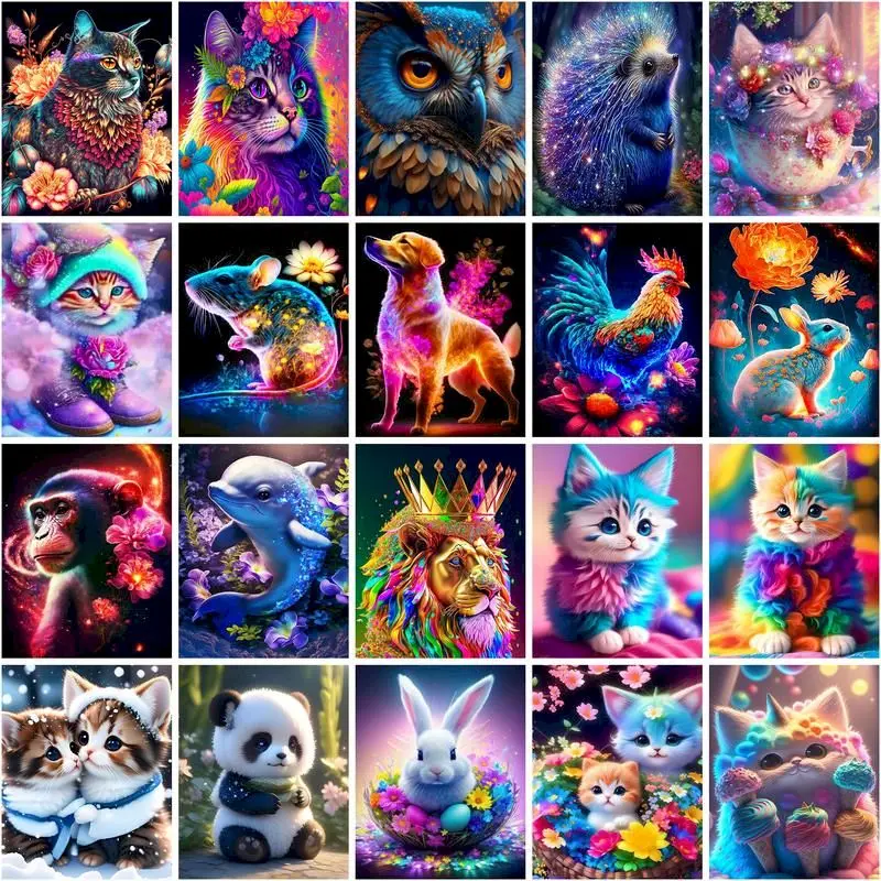 GATYZTORY Painting By Numbers Colorful Animal Cat Owl Lion For Adults Diy Room Wall Art Pictures By Number Home Decoration Gift