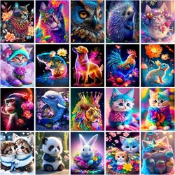 GATYZTORY-pintura por números de animales coloridos para adultos, gato, búho, León, arte de pared para habitación, imágenes por número, decoración del hogar, regalo