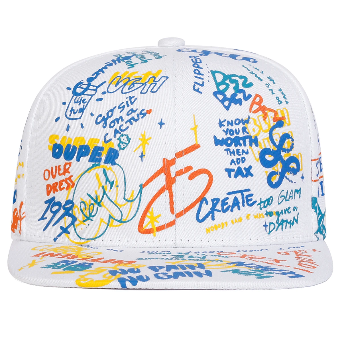 Unisex Colorful Letter Graffiti Printing Hip-hop Hats Spring Autumn Outdoor Adjustable Casual Baseball Caps Sunscreen Hat