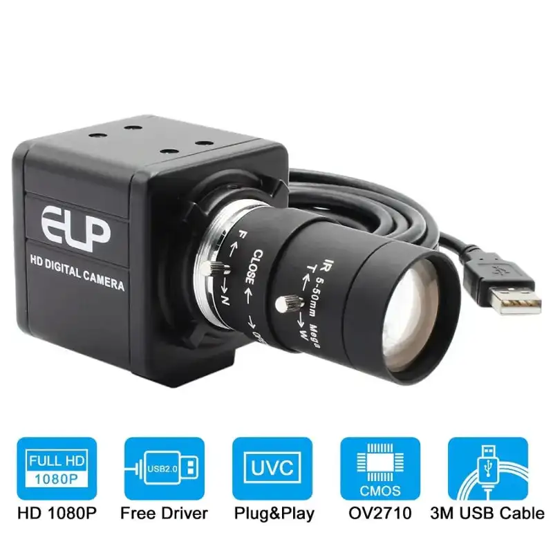 High Speed 1080P USB Webcam With 2.8-12mm/5-50mm Varifocal 4/6/8/12mm 2MP 120fps High Speed Zoom USB PC Camera for Motion Video