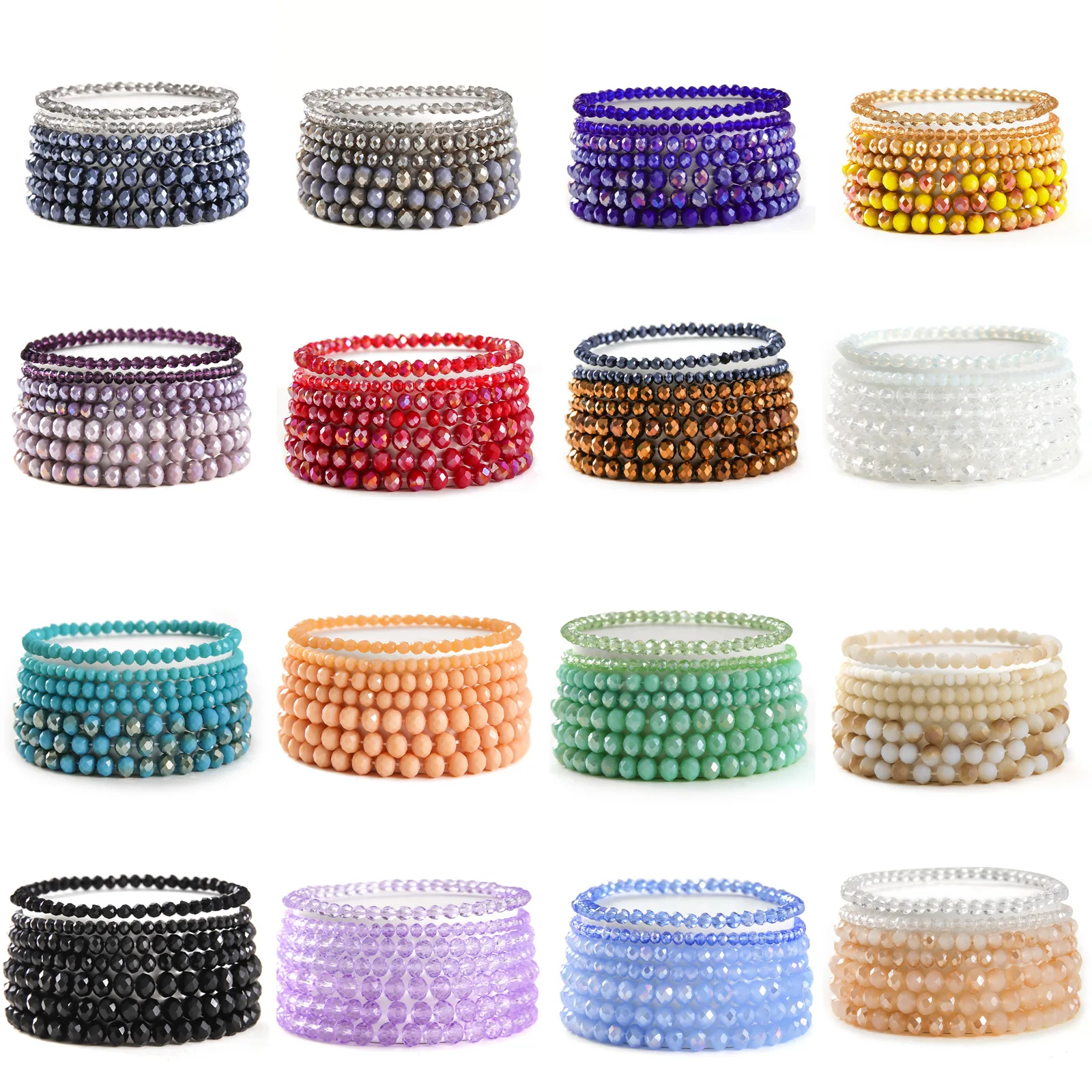 

crystal stone bracelet Multilayer Fashion Crystal Stretch Bangle Stacking Wristband Reiki Jewelry Gift