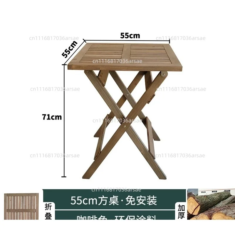 Folding Table, Portable, Stall, Casual Set Wooden Balcony Table And Chairs
