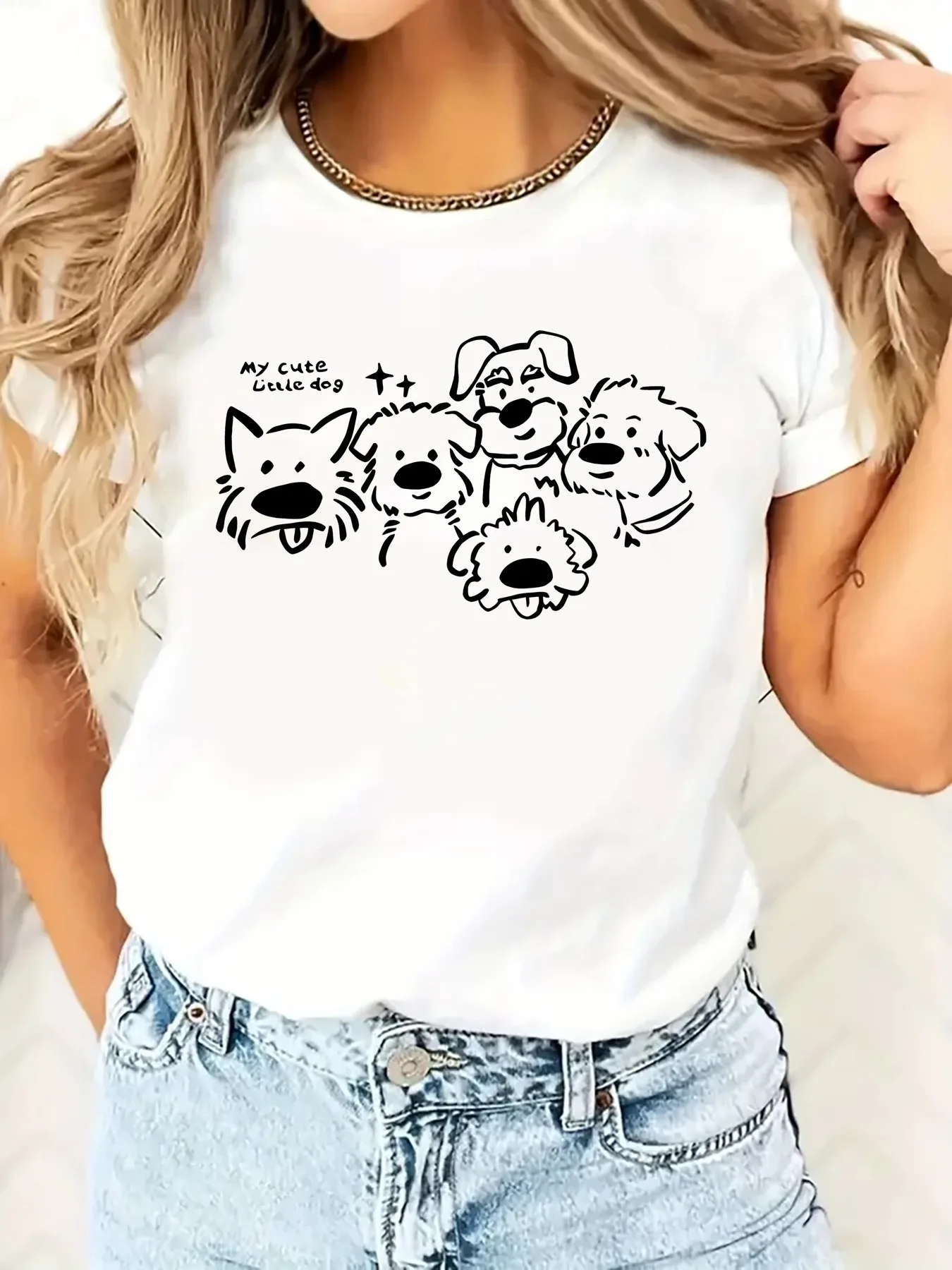 Women Short Sleeve T-Shirt Playful Dog  