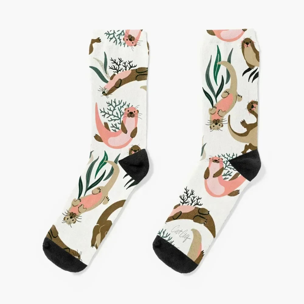 

Otter Collection on White Socks hiking custom Novelties cotton Boy Socks Women's