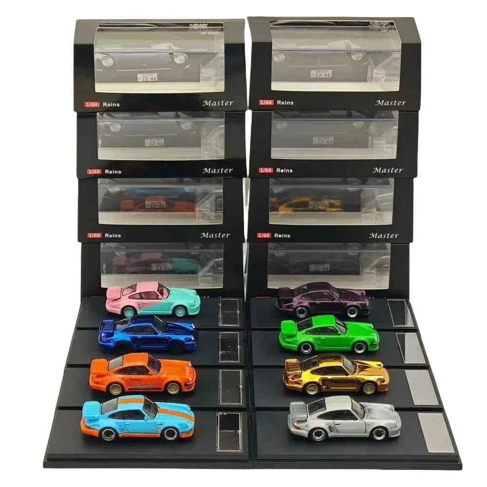 1:64 Master 930 911 Turbo Black Bird cubierta abierta motor Diecast juguetes modelos de coches regalos de colección