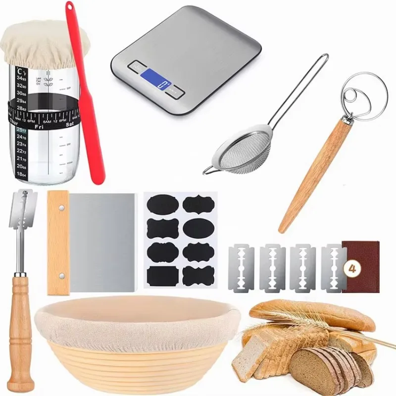 

Sourdough Bread Proofing Basket 9 Inch Sourdough Starter Kit Premium Baking Scale Digital Kitchen Scale Bread Basket Set