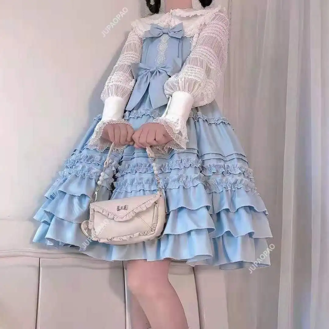 New Models Pink Sweet Kawaii Victorian Lolita Berlin Girl Lolita Cute Vintage Jsk Sleeveless Bow Lace Princess Tea Party Dresses