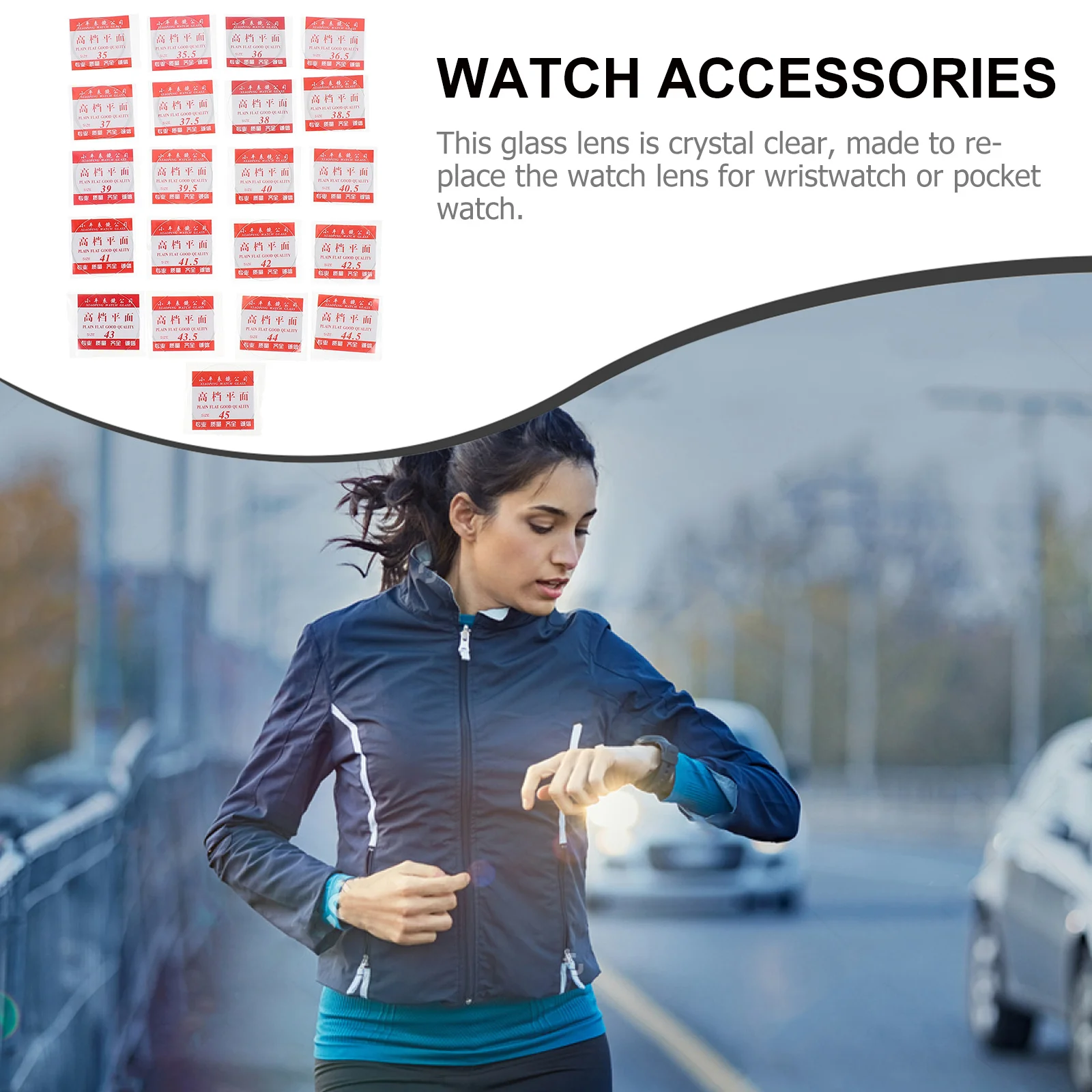 21Pcs Clear Flat Watch Glass Lens Replacement for Wristwatch Pocket Watch High Transparency Smooth Finish Anti-Scratch