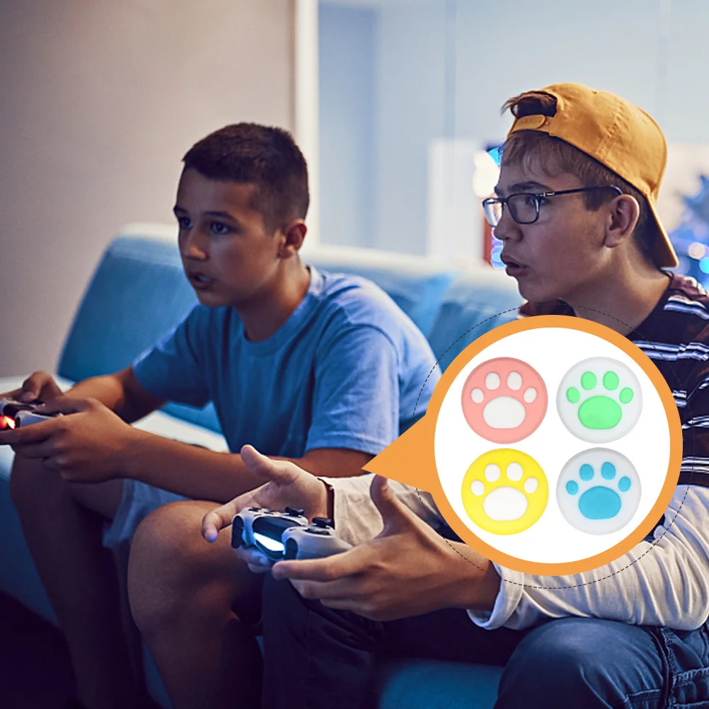 

1Set Cat Paw Silicone Thumb Grip Joystick Cover Compatible Switch Soft Elastic Protective Caps Reduce Hand Fatigue Game