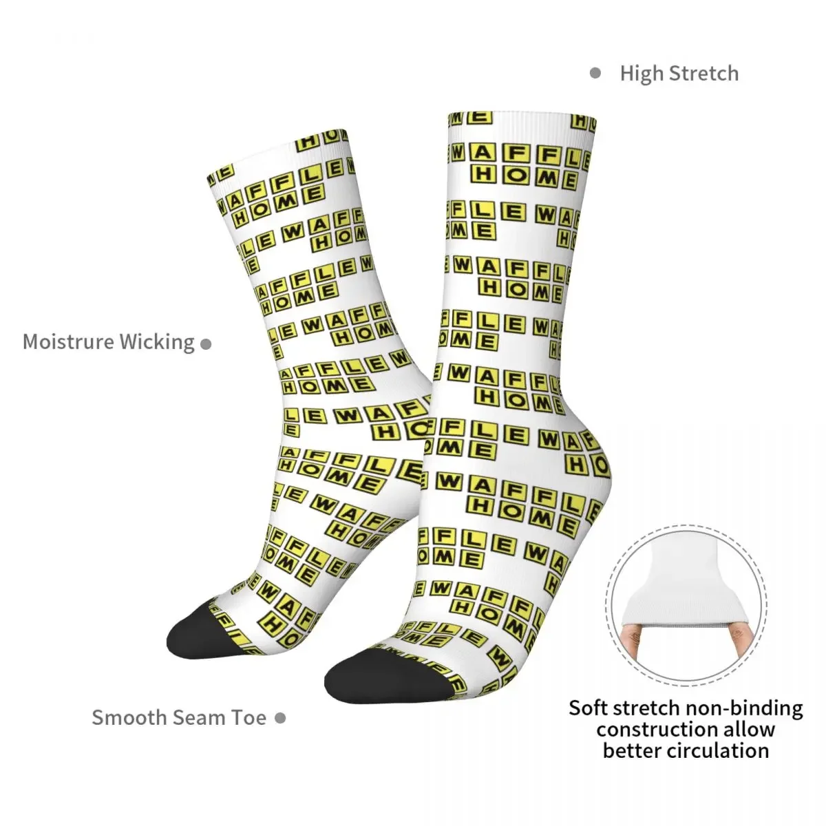 Waffle Home Socks Harajuku Super Soft Stockings All Season Long Socks Accessories for Man's Woman's Birthday Present