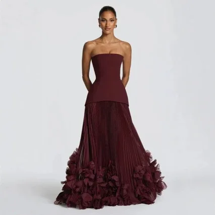 3D Flower Women Elegant Off Shoulder Evening Dress Formal Prom Party Gown Cocktail Wedding Guest Celebration вечернее платье