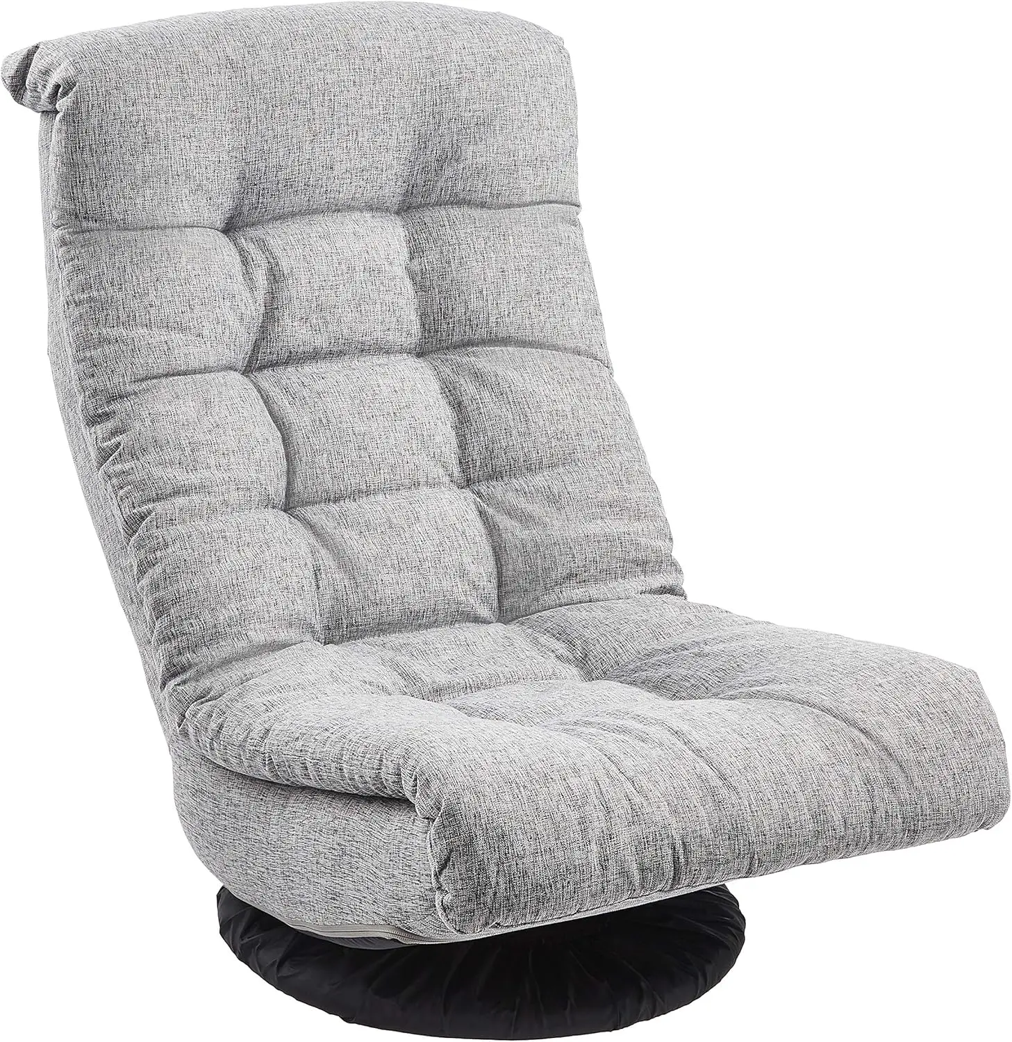 Swivel Foam Lounge Chair with Headrest, Adjustable Gaming Floor-Compatible, Grey, 26.3D x 23.5W x 13.7H in