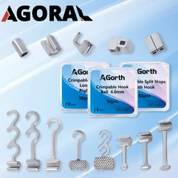 Dental 50Pcs/Box Crimpable Hook Orthodontic Stainless Steel Crimpable Hook Stop Long/Short Type Fixed on ArchWires Brace