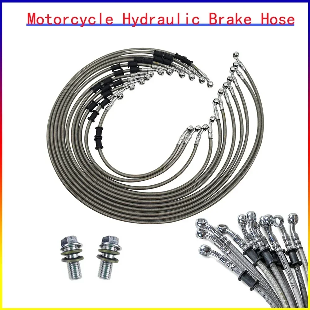 

Lengh 300mm-2200mm Hydraulic Brake Hose Hydraulic Clutch M10 28 °Banjo Braided Brake Hose Line Pipe For Motorcycle Universal