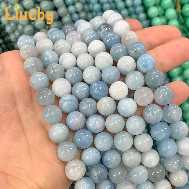 100% Natural stone Pure Natural Sea Blue Treasure jade Beads For Jewelry Making DIY Advanced sense Bracelets 15\